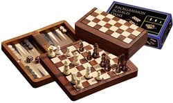 Philos 2517 - Reise-Schach-Backgammon-Dame-Set, magnetisch, Feld 18 mm, Königshöhe 37 mm