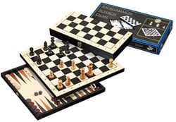 Philos Schachspiel - Dame - Backgammon Kassette Holz 30 mm Feld