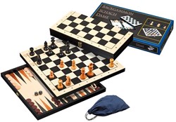 Philos 2514 - Schach-Backgammon-Dame-Set, Feld 44 mm, Königshöhe 75 mm