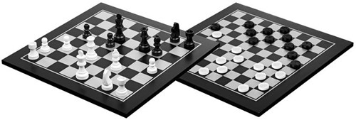 Philos Chess/Dam Set Feld 40 mm, Königshöhe 75 mm, Dame Spiel 10x10 Felder
