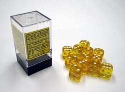 Chessex Durchscheinendes Gelb/Weiß D6 16mm Würfelset (12 Stück)