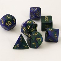 Chessex Gemini Blau-Grün/Gold Polydice Würfelset (7 Stück)