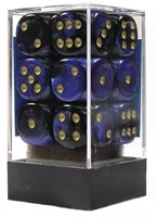 Chessex Chessex Zwilling Schwarz Blau Gold D6 16mm Würfel Set 12 Stück