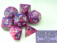 Chessex Festlich Violett Weiß Polydice Würfelset 7 Stück
