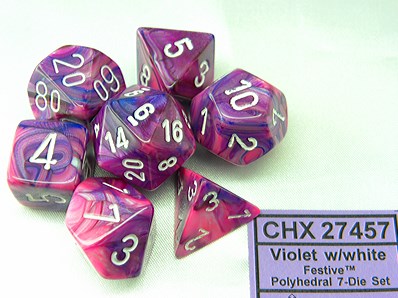 Chessex Festlich Violett Weiß Polydice Würfelset 7 Stück