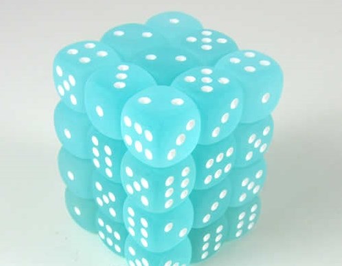 Chessex Frosted Teal/weiß D6 12mm Würfelset (36 Stück)