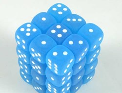 Chessex Frosted Caribbean Blue/Weiß D6 12mm Würfelset (36 Stück)