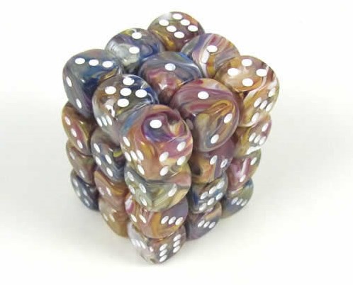 Chessex Festliches Karussell/weiß D6 12mm Würfelset (36 Stück)