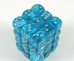 Chessex Cirrus Aqua/Silber D6 12mm Würfelset (36 Stück)