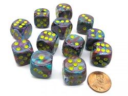 Chessex festliches Mosaik/Gelb D6 16mm Würfelset (12 Stück)
