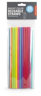 Wiederverwendbare Strohhalme in leuchtenden Farben von Kikkerland – 20 cm (24 Stück)