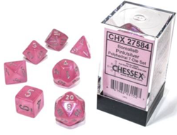 Chessex Borealis Polyhedral Pink/Silber Luminary Würfelset (7 Stück)