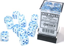 Chessex Borealis D6 16mm Icicle/hellblau Luminary Würfelset (12 Stück)