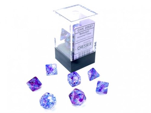 Chessex Borealis Mini Polyhedral Icicle hellblau Leuchtende Würfelset 7 Stück