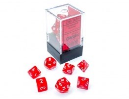 Chessex Durchsichtige Mini Polyedrische Rot weiße Würfel Set 7 Stück