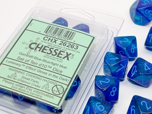 Chessex Gemini blau blau hellblau Luminary Würfelset 10 Stück