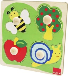 Goula Holzpuzzle Biene, Apfelbaum und Schnecke