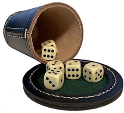 Engelhart Games Pokerbecher schwarz Leder mit Würfeln 16mm - Spielspaß