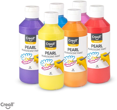 Creall Perlmuttfarben Set - 6 Farben Kinderfarbe 250ml pro Flasche