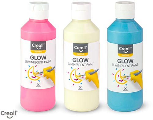Creall Leuchtfarbe Set - Glow in the Dark - 3x250ml - Bastelfarbe