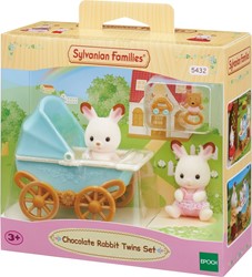 Sylvanian Families 5432 Schokoladenhasen Zwillinge mit Kinderwagen - Puppenhaus Spielset