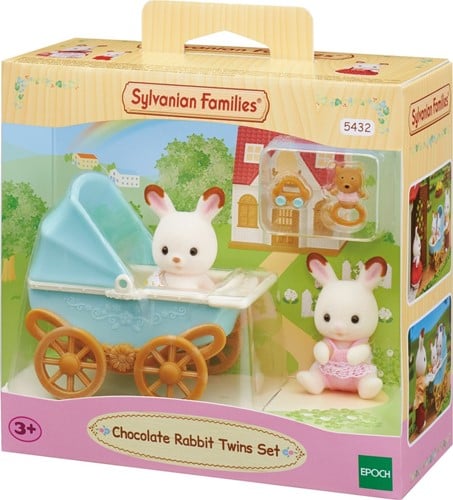 Sylvanian Families 5432 Schokoladenhasen Zwillinge mit Kinderwagen - Puppenhaus Spielset