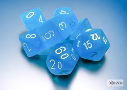 Chessex Würfel Frosted Mini Polyedrisch Karibisch Blau Weiß Set 7 Stück