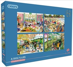 Gibsons Puzzle 4 x 500 Teile Hundeleben Multicolor