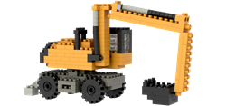 Brixies Bausatz Radlader-Bagger - 268 Bausteine für Bau-Spaß