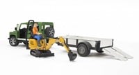 BRUDER Land Rover Defender with trailer, CAT and man Spielzeugfahrzeug-2
