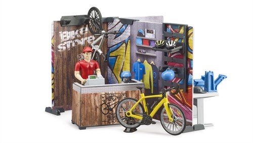 Bruder Fahrradladen Spielset mit Werkstatt und Figur bworld-2