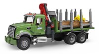 Bruder MACK Truck Holztransport mit Ladekran und 3 Baumstämmen-2