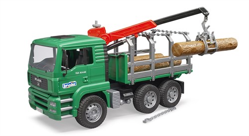 Bruder 02769 - MAN Holztransport-LKW mit Ladekran und 3 Baumstämmen