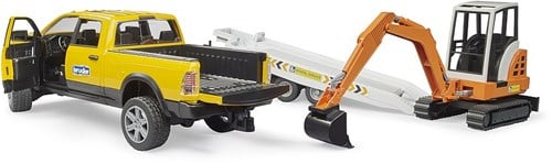 Bruder Spielzeug RAM Mietservice mit Minibagger Baustelle-2