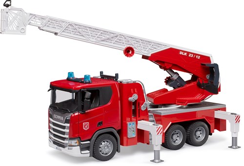 Bruder Feuerwehrleiterwagen Scania Super 560R mit Wasserpumpe und Licht-Sound