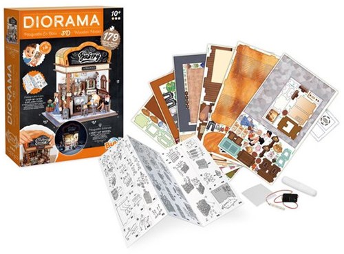 Buki Diorama Miniatur-Bäckerei Modellbausatz mit LED-Beleuchtung