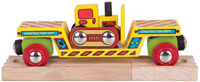 BigJigs Holz Tieflader Waggon mit Bulldozer Spielzeugzug