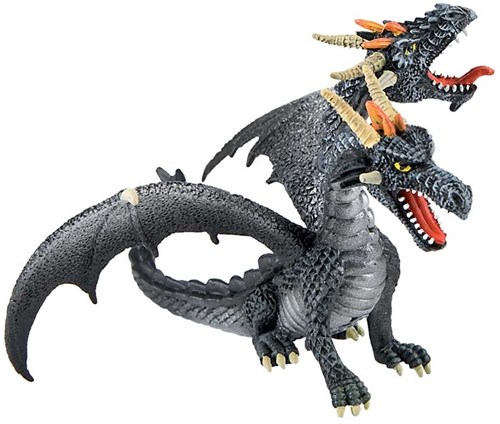 Bullyland Drachen Spielfigur doppeltköpfig schwarz Fantasy Spielzeug