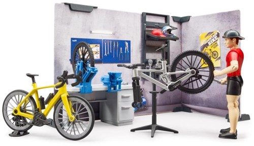 Bruder Fahrradladen Spielset mit Werkstatt und Figur bworld-3