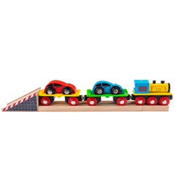 BigJigs Holz Auto Transportzug - Spielzeugzug mit Autos