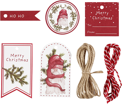 Creativ Company CC Geschenketiketten-Set Weihnachtszwerge 6-teilig