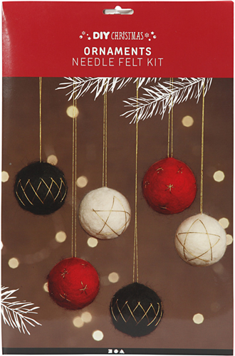 Creativ Company CC DIY Kit Weihnachtskugeln aus Filz mit Gold 6 Stück