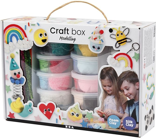 Creativ Company Knetset Foam Clay und Silk Clay mit Zubehör Geschenkbox