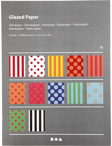 Creativ Company CC Hochglanzpapier, bedruckt, 24 x 32 cm, 50 Blatt