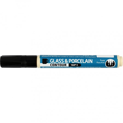 Creativ Company CC Glas- en Porselein Contourstift Zwart