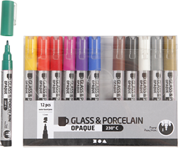 Creativ Company CC Glas- und Porzellanstift-Set, blickdicht, 12-teilig