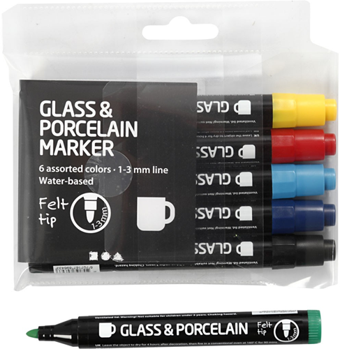 Creativ Company CC Glas- und Porzellanstift ohne Pumpe Spitzenset Basic 6-teilig