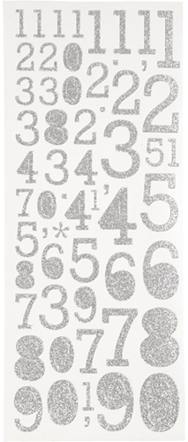 Creativ Company Glitzer Sticker silberne Zahlen 10x24 cm Basteln