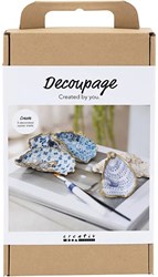 Creativ Company Bastelset Decoupage Austernschalen Blau Bastelpaket
