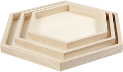 Creativ Company Holztabletts Hexagon Set 3 Stück 21-31 cm Dekoration